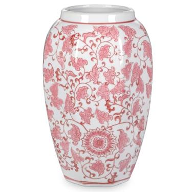 Imagem de Vaso rosa, vaso floral tradicional chinoiserie de 21 cm, jarra de gengibre, vasos octogonais, decoração de porcelana azul e branca para casa, sala de estar, cozinha, cornija, prateleira, mesa