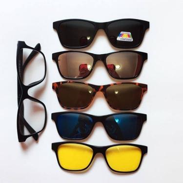 Imagem de Armação Com Lente Transparente + 5 Lentes Clip On Solares