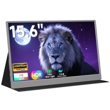 Imagem de AYY Monitor Portátil De 15,6 Polegadas 1080P Fhd, Tela De Computador Usb-C Hdmi, Monitor Para Jogos Hdr Ips Com Capa Inteligente Premium E Protetor De Tela, Alto-Falantes Duplos, Para Laptop, Pc, M
