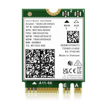 Imagem de Placa sem fio WiFi 6E Intel AX210NGW, Bluetooth 5.3 Tri-Band 5400Mbps M.2/NGFF para PC Laptop AX210 placa de rede compatível com Windows 10/11 (64 bits)