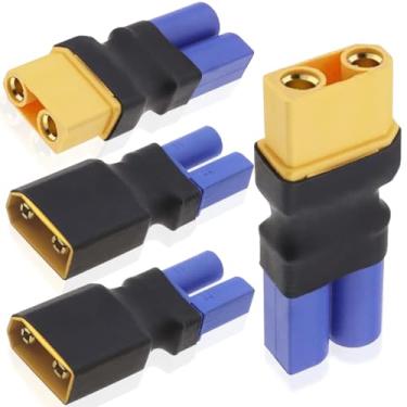 Imagem de DKARDU 4 peças XT90 para EC5 adaptador conector macho fêmea, sem fio EC5 para XT90 plugue adaptador macho fêmea para drone RC FPV RC carro lipo carregador de bateria ESC