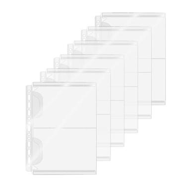 Imagem de Mogoostry Protetores de lençol A5, 13 furos, 2 bolsos, mangas para fichário com aba lateral, inserções de folhas soltas, sacos de arquivamento para fichário de 6/20