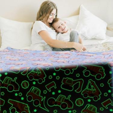 Imagem de Cobertor de verão com ar condicionado que brilha no escuro colcha fina para crianças, meninos, pelúcia macia e aconchegante