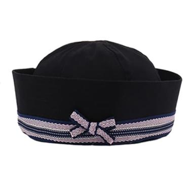 Imagem de Ylucky Chapéu de marinheiro, boné de capitão da marinha com laço, chapéu de sol, uniforme náutico, fantasia de festa de cosplay de Halloween (estilo3-preto)