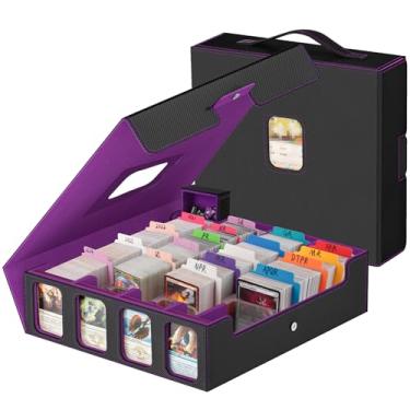Imagem de Caixa de armazenamento para cartões colecionáveis – Caixa de baralho MTG 3200+ com visor Commander e alça portátil, estojo de cartão de 4 fileiras compatível com cartas MTG/TCG/Magic, 30 divisórias