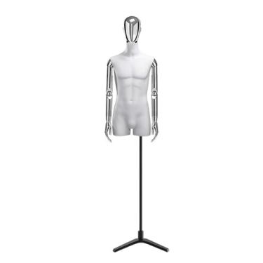 Imagem de Mannequin Manequins de varejo de corpo masculino com base, altura ajustável de 60,62-78,74 pol., cabeça e braços galvanizados podem girar(Black)