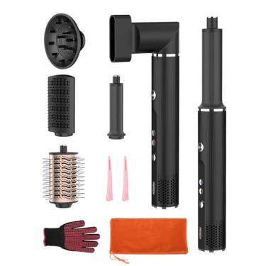 Imagem de PRITECH Escova profissional 7 em 1 AirWrap Hair Styler e secador | 110.000 RPM de alta velocidade, cuidado iônico de 500 m, auto ondulação e volume | 7 acessórios + caixa de presente (ideal para