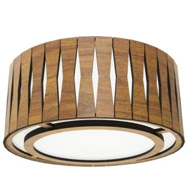 Imagem de Lustre Decorativo Madeira Plafon Redondo Guaritá 45Cm - Luminária Ilum