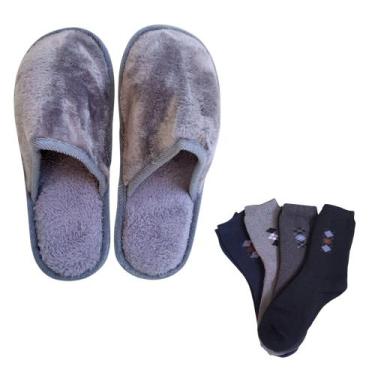 Imagem de Pantufa de Pelúcia Fofa + 2 Pares de Meias Para Frio Inverno - RJC, Ci
