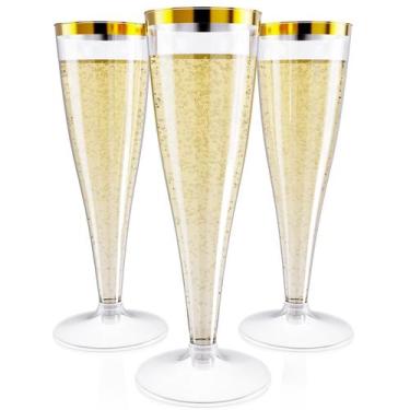 Imagem de Taças de champanhe JOLLY CHEF 36 unidades de plástico com aro dourado 