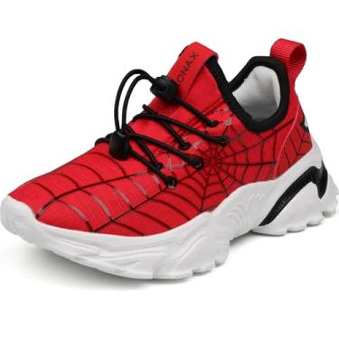 Imagem de BRONAX X WHITIN Sapatos de bico largo para crianças/crianças pequenas | Tênis minimalista para meninos/meninas | Zero Drop, Vermelho/preto, 20