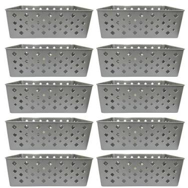 Imagem de Kit 10 Cesto Multiuso Organizador Premium Cinza 123Organizei - 123 Org