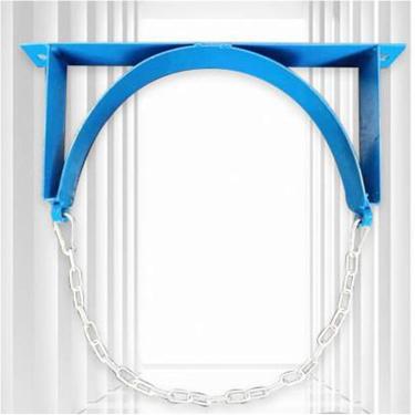 Imagem de Prateleira fixa para cilindro de gás de aço de 13 25 95 polegadas, suporte de cilindro azul montado na parede com corrente protetora, prateleira organizador de cilindro de gás para hospital/laboratori