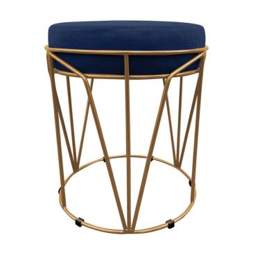 Imagem de Puff Babu Suede Base Dourado D´rossi Azul Marinho