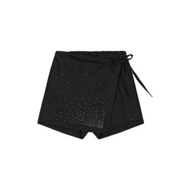 Imagem de Short-Saia Juvenil com Strass Gloss, Preto, 12