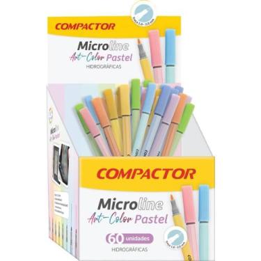 Imagem de Caneta com Ponta Porosa Microline 1,0MM 8 Cores Pastel DP.C/60 - Compa