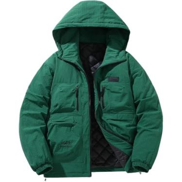 Imagem de Jaqueta De Algodão Com Capuz De Inverno Masculina Jaqueta Quente Espessada Roupa De Trabalho Moda Solta Casual Top Outerwear, green, 7XL