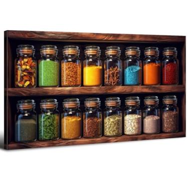 Imagem de Arte colorida de parede de cozinha, jarra de pedreiro, decoração de parede, decoração de casa, especiarias, comida, imagens rústicas, naturezas, pintura, vintage, ervas, especiarias, pôster, arte para