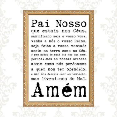 Imagem de Quadro Moldura Dourada Oração Pai Nosso 45X34Cm
