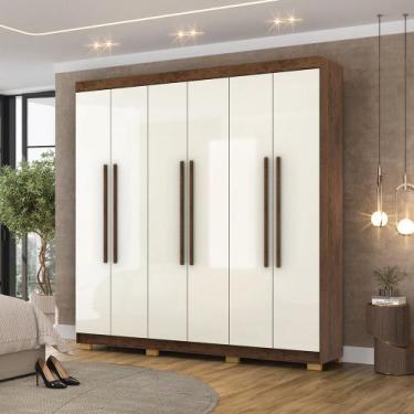 Imagem de Guarda Roupa Casal Doral 218cm 6 Portas de Bater 2 Gavetas Nogueira/Of