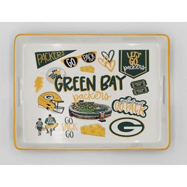 Imagem de Proformance Home Bandeja de servir grande para fãs NFL Green Bay Packers Loco com alças