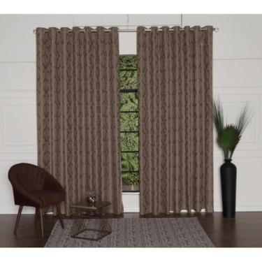 Imagem de Cortina Sala Quarto Escritório 4.00 x 2.80 Semi-Blackout Jacquard Poliéster Premium(Marrom)