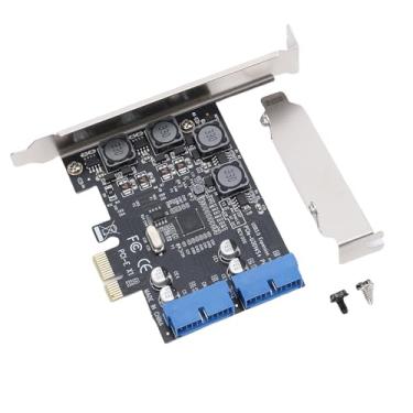 Imagem de Zyyini PCIE para Placa de Expansão de 19 Pinos com 2 Portas, Adaptador PCI Express 3.0 x1 com Conector Duplo de 19 Pinos PCI Express de Painel Frontal PCIE para Placa Interna para