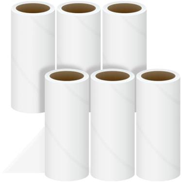 Imagem de NiHome Pacote com 6 refis de rolo de fiapos, 6 rolos com 90 folhas cada, adesivo pegajoso forte para pelos e poeira de animais de estimação, design fácil de remover, serve para rolos de 9,8 a 10 cm e