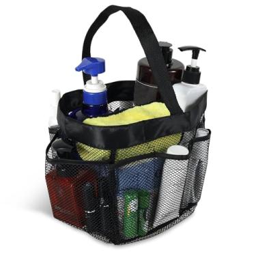 Imagem de Bolsa de chuveiro de malha, bolsa de banho portátil independente, bolsa de higiene de grande capacidade de secagem rápida com bolsos de armazenamento de 8/9 para dormitório universitário, banheiro