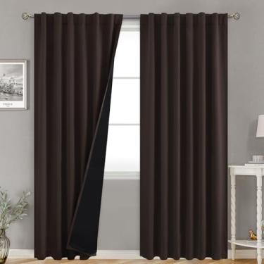 Imagem de BGment Cortinas blackout 100% de 224 cm de comprimento com forro de isolamento térmico, bolso longo para varão e aba traseira à prova de som, cortina de janela para quarto (132 x 232 cm, 2 painéis