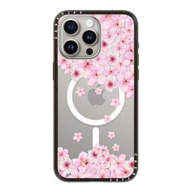 Imagem de CASETiFY Capa compacta para iPhone 15 Pro Max [fina e elegante/compatível com Magsafe/1,2 m. 2X proteção contra quedas de grau militar] - Sakura Cherry Saturday - Preto transparente
