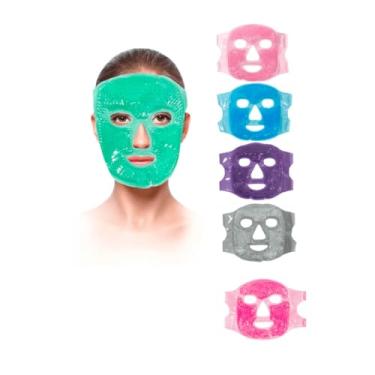 Imagem de Máscara Térmica Rosto Facial Gel Quente Ou Fria Relaxante Para Reduzir Vermelhidão Para Olheiras e Inchaço Máscara Térmica Confortável Para Enxaqueca Ajustável Com Bolinhas de Gel - Cor Aleatória