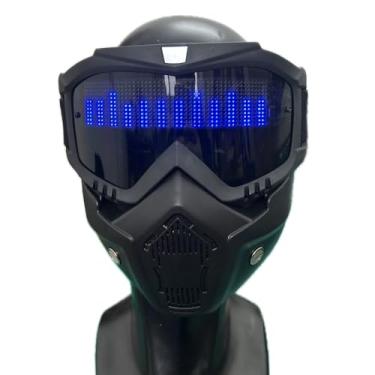 Imagem de WKYBHUD LED Mask Cyberpunk costume Mask, With APP Control, Customizable LED Display for Cosplay Nightclub, Party, Raves (HX-Blue)