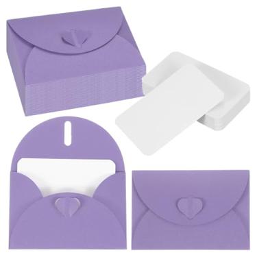 Imagem de PATIKIL Conjunto de 50 mini envelopes com fecho de coração, cartões de notas em branco de 10,4 x 7,6 cm com envelopes para presente convite de casamento, formatura, feriado, Dia de Ação de Graças