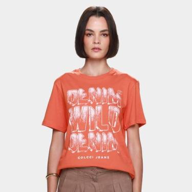 Imagem de Camiseta Colcci Casual Feminina, Laranja, EP