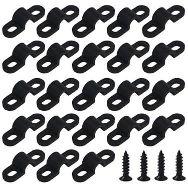 Imagem de AUXBC 120 peças de clipes de laço de prateleira de arame, clipes de parede de plástico preto com parafusos, suportes de montagem traseira para prateleiras de arame, instalação de drywall de concreto