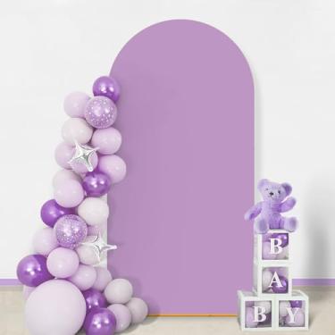 Imagem de GOJAWAY Capa de arco de casamento roxa de 1,8 m, capas de suporte de arco de casamento de elastano para topo redondo Chiara Arch Background Capa para decoração de festa de aniversário, cerimônia