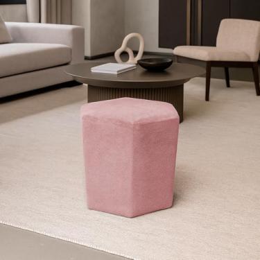 Imagem de Puff Para Sala Decorativo Hexagonal Penteadeira Quarto Closet Dav Premium Tecido Boucle (Rosê)