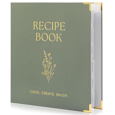 Imagem de Fichário de receitas estéticas com capa à prova d'água - O livro de receitas perfeito com mangas de plástico para escrever em suas próprias receitas - Fichário de livro de receitas em branco de