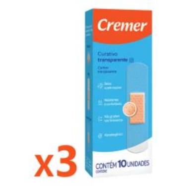 Imagem de Kit 3 Caixas C/10 Undades Curativo Cremercare Transparente Cremer