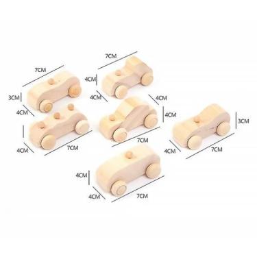 Imagem de 6pcs educacional inacabado carro de madeira brinquedo crianças pintura