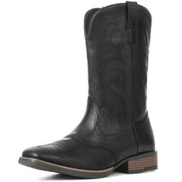 Imagem de Botas de cowboy Astroel para homens com bico quadrado e trabalho borda