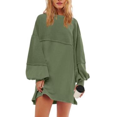 Imagem de Vestido de moletom Panadila, grande, gola redonda, túnica feminina