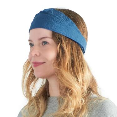 Imagem de Bandana Y2K masculina e feminina, lenço de cabeça feito de 100% algodão e azul leve grande