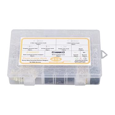 Imagem de Kit de cabides para fotos para serviços pesados, gancho de moldura variada com parafusos, caixa transparente, 7 modelos para molduras de fotos e decoração de parede, aço carbono,