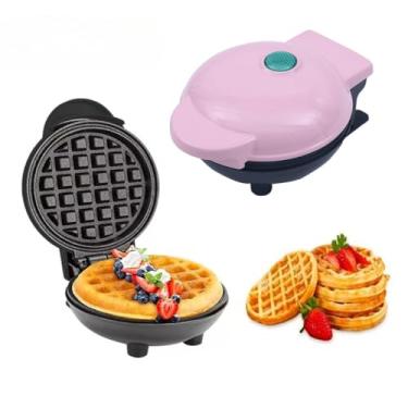 Imagem de Waffle Máquina 110, Mini Máquina de Waffles Elétrica Portátil(KIT1-Rosa)