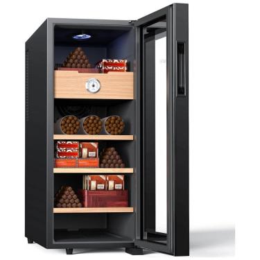 Imagem de Umidor para Charutos com Controle de Temperatura e Prateleiras de Cedro Espanhol, Presente de Luxo para Homens - Até 250 Charutos,KINGCHII