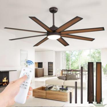 Imagem de Ventilador de teto Fabbulous 165 cm, controle remoto LED de bronze de 
