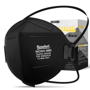 Imagem de Máscara respiratória descartável N95 Benehal, pacote com 30, preta