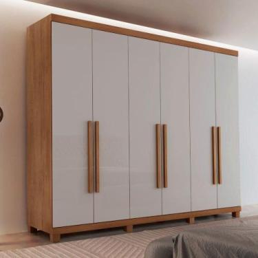 Imagem de Guarda Roupa Casal Maya Mdf 6 Portas 6 Gavetas Pés Moderna Imbuia/off 